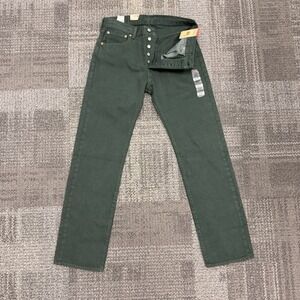 Levi's 501 Mens Original Fit Stretch Straight Leg Jeans Button Fly Green  31X32